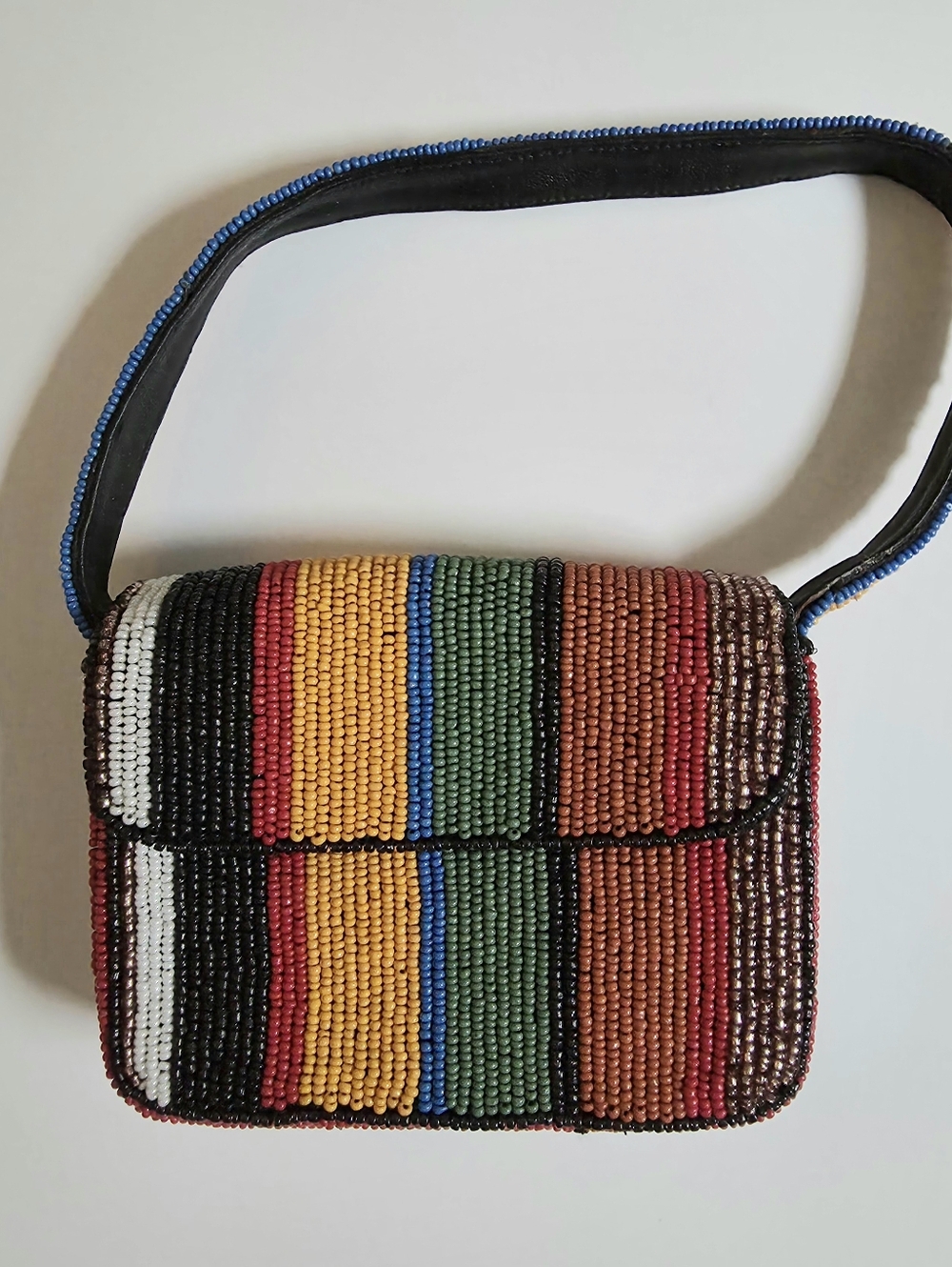 Anthropologie Multicolor Beaded Top Handle Fiona Mini Bag